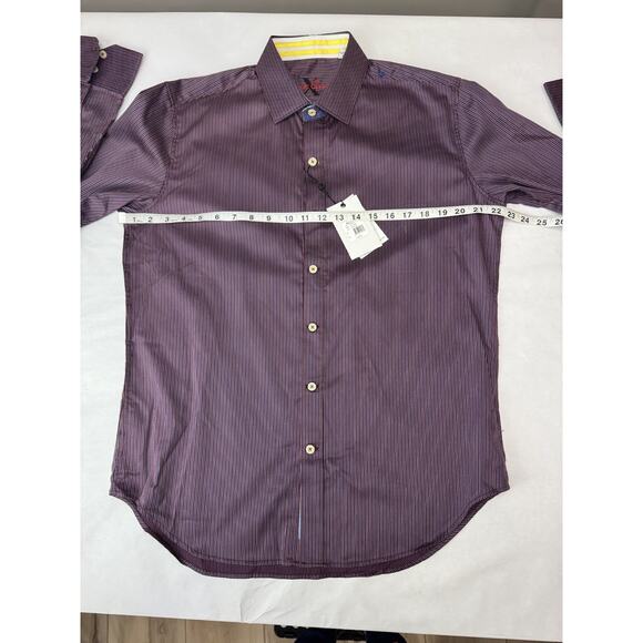 Robert Graham X Collection Garrott Purple Stripes Contrast Cuffs Collar Medium - Picture 6 of 13